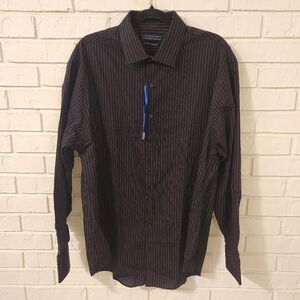 Geoffrey Beene Fitted Men's Black Striped Shirt